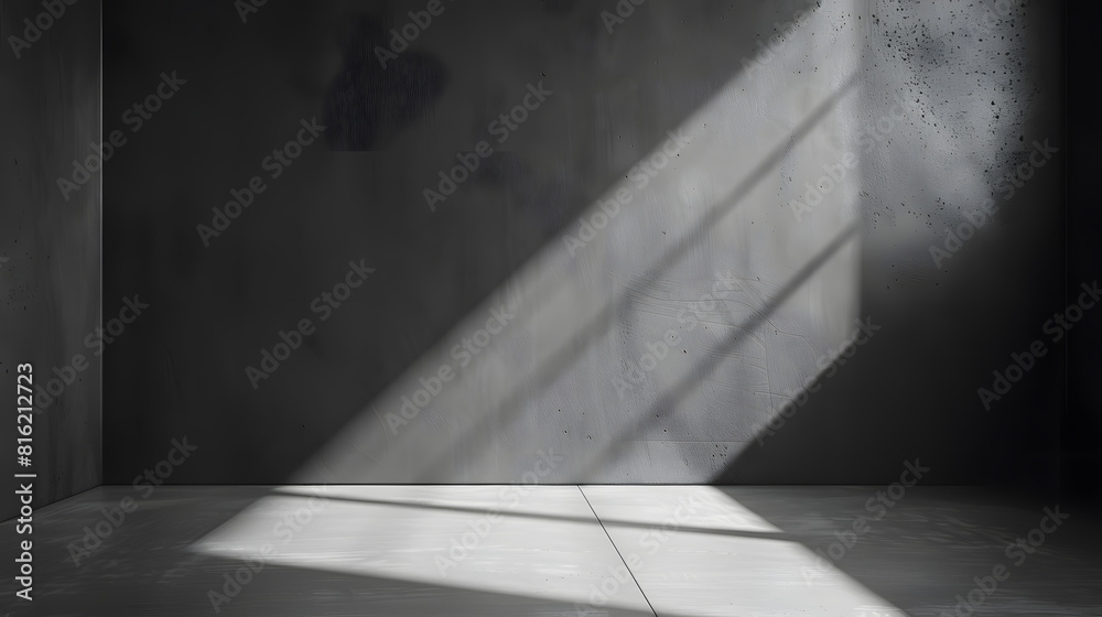 Poster empty solid grey or gray paint wall background with sunlight : generative ai