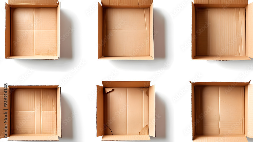 Aufkleber collection of various of a cardboard box on white background each one is shot separately : generativ