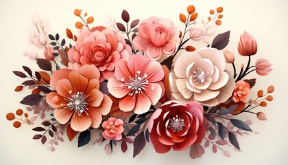 Watercolor flat design side view floral theme animation Tetradic color scheme