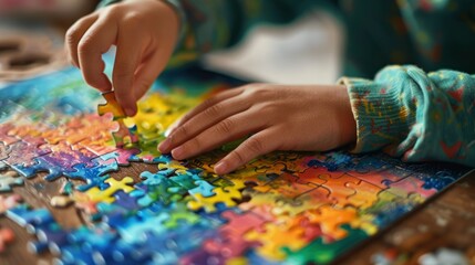 kids colorful drawings puzzle solving High-def