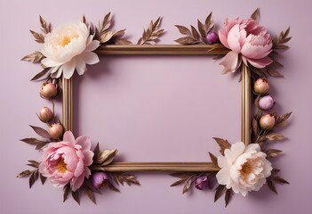 Fototapeta premium Frame made of beautiful flowers of different matellic colours on transparent background a concept summer flowers