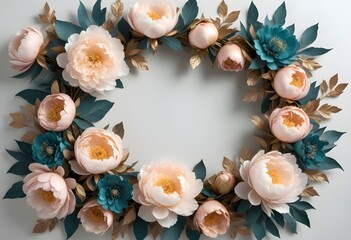 Obraz premium Frame made of beautiful flowers of different matellic colours on transparent background a concept summer flowers