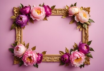 Frame made of beautiful flowers of different matellic colours on transparent background a concept summer flowers