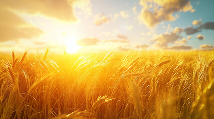 Obraz premium Field of wheat under sun