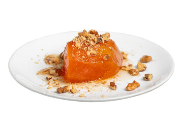 Pumpkin dessert. Turkish and Middle Eastern cuisine desserts. Ramadan food. Pumpkin dessert with...