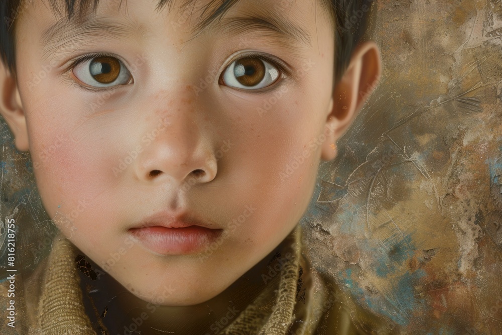 Canvas Prints Highresolution image capturing the detailed expression of a young child's face