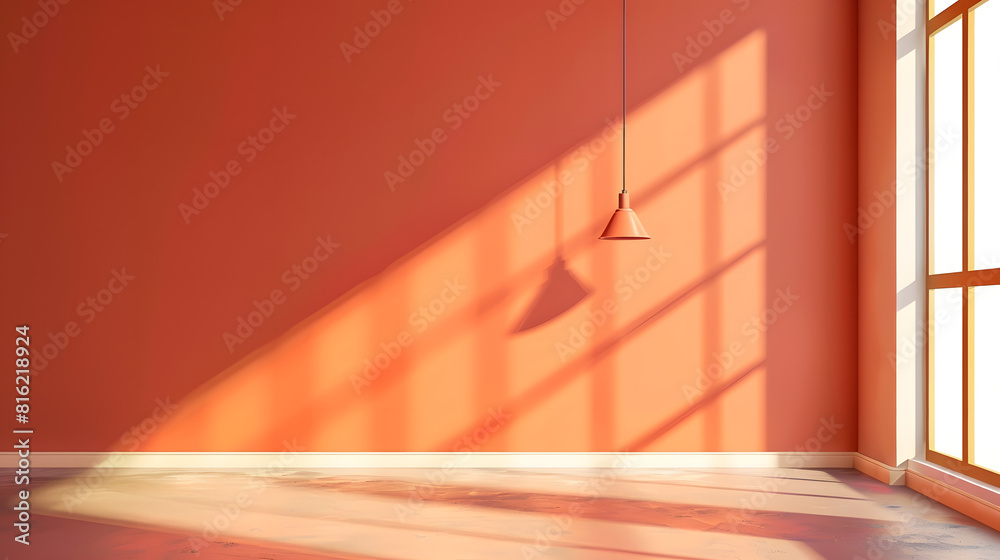 Poster interior scene with wall mock up and copy space : generative ai
