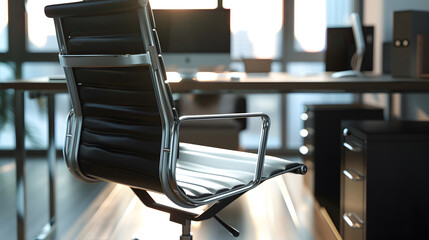 Stylish workplace interior with modern office chair : Generative AI