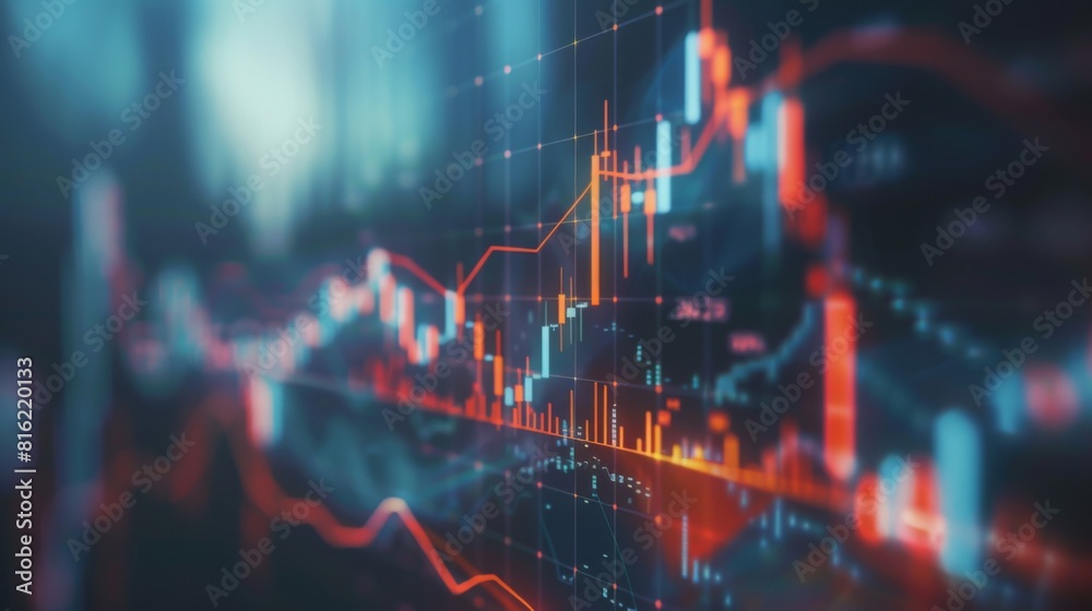 Leinwandbilder fundamental and technical analysis for professional technical trading as concept. digital graph of f
