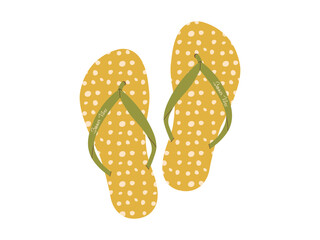 Comfortable beach pairs of shoes. Summer bright flip flops. Vector illustration