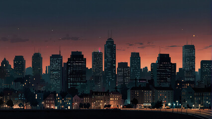 Fototapeta premium City-themed aesthetic landscape background