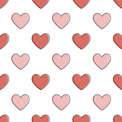 Valentine pattern seamless heart shape coral colors background.