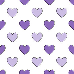 Valentine pattern seamless heart shape purple colors background.