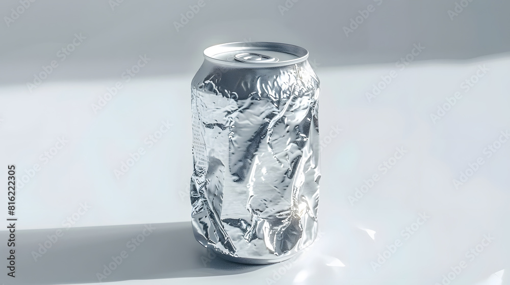 Poster object on white crumpled beverage can : generative ai