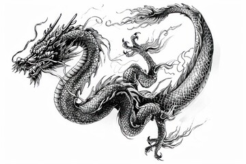 Obraz premium Tatton design of Chinese zodiac dragon as the mythical animal in Eastern Asia culture.