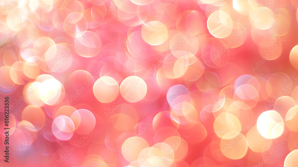 Poster coral blurry abstract background bokeh lights toned in trendy pastel color : generative ai