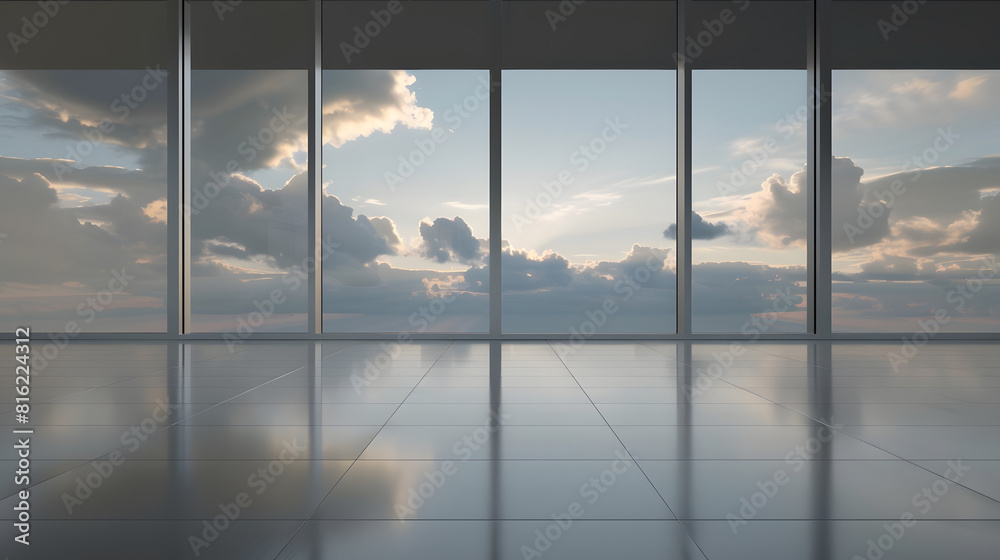Aufkleber through the floortoceiling windows the outdoor sky and cloudscape : generative ai