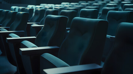 Obraz premium Rows of seats in empty auditorium : Generative AI