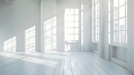 Fototapeta premium light white room and big window : Generative AI