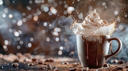 Explosive Hot Chocolate with Whipped Cream Splash