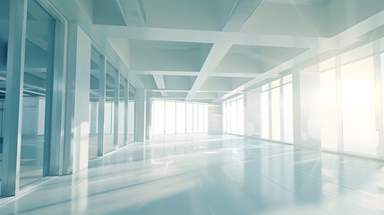 Fototapeta premium Interior of modern empty office buildingOpen ceiling design : Generative AI