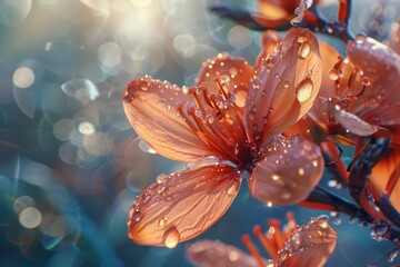 A close up of a flower with raindrops on it