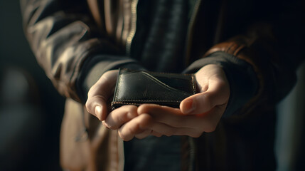 An Empty wallet in the hands of a young man : Generative AI
