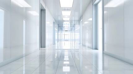 Empty corridor in the modern office building : Generative AI