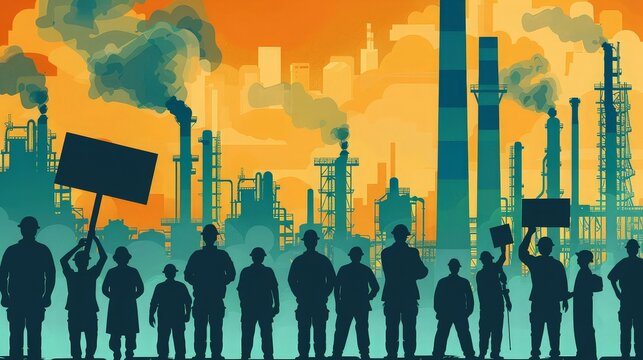 Industrial Workers on Strike Against Pollution