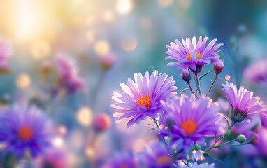 Fototapeta premium field of purple asters,