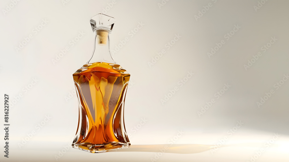 Poster a full bottle of whiskey and empty isolated on a white background : generative ai