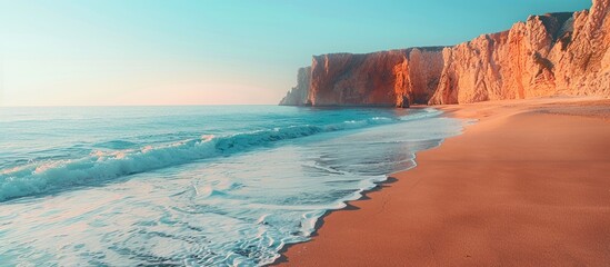 Beach with cliffs in background