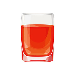 Full glass of red orange juice. Isolated vector summer drink for flat design