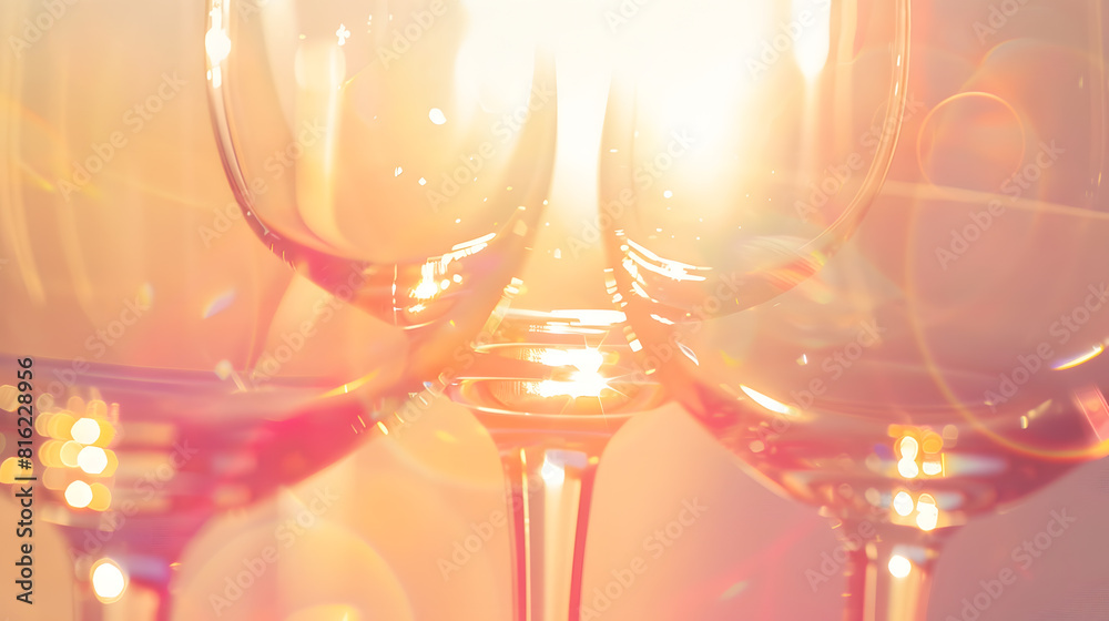 Poster empty wine glasses sparkling in the sunlight : generative ai