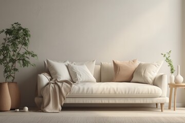 Minimal nordic Living room  interior design in light pastel colors