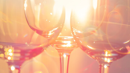 Empty wine glasses sparkling in the sunlight : Generative AI