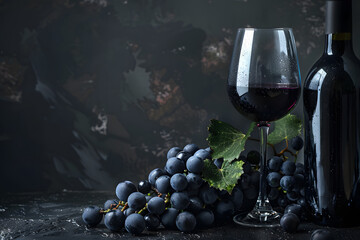 Elegant red wine arrangement with grapes