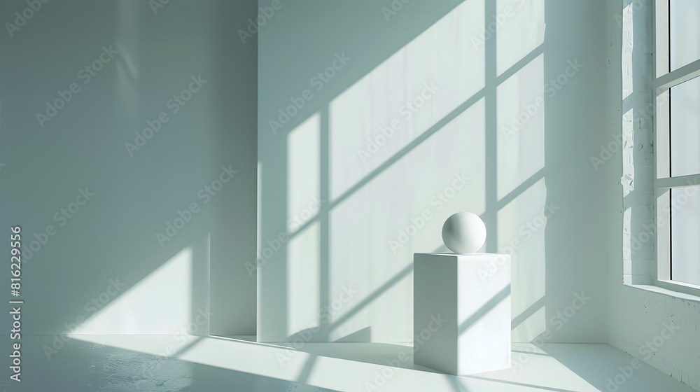Aufkleber minimalist room with shadow overlay : generative ai