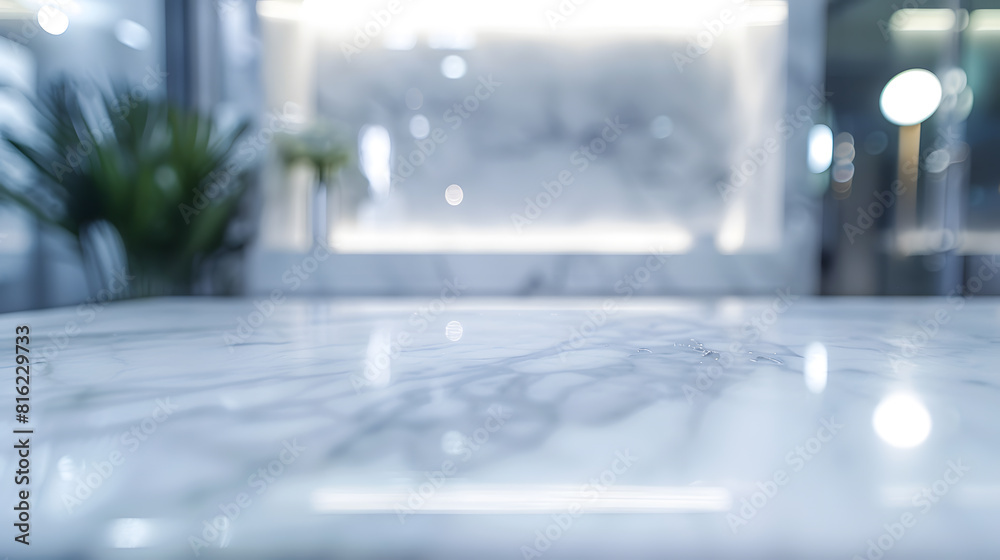 Aufkleber Blurred bathroom background and  Marble counter table top  can be used mock up for montage products display or design layout : Generative AI