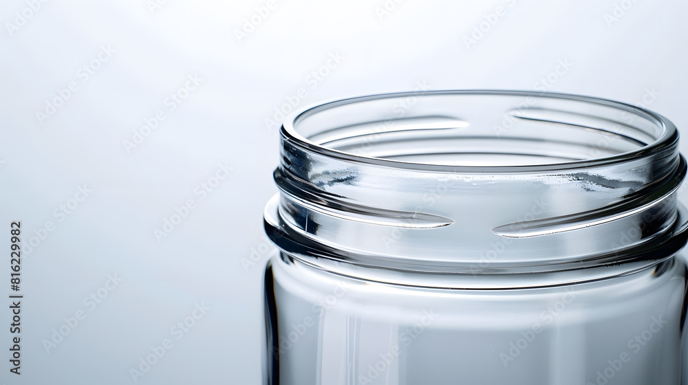 Aufkleber Clean open empty glass jar close up view on white background : Generative AI
