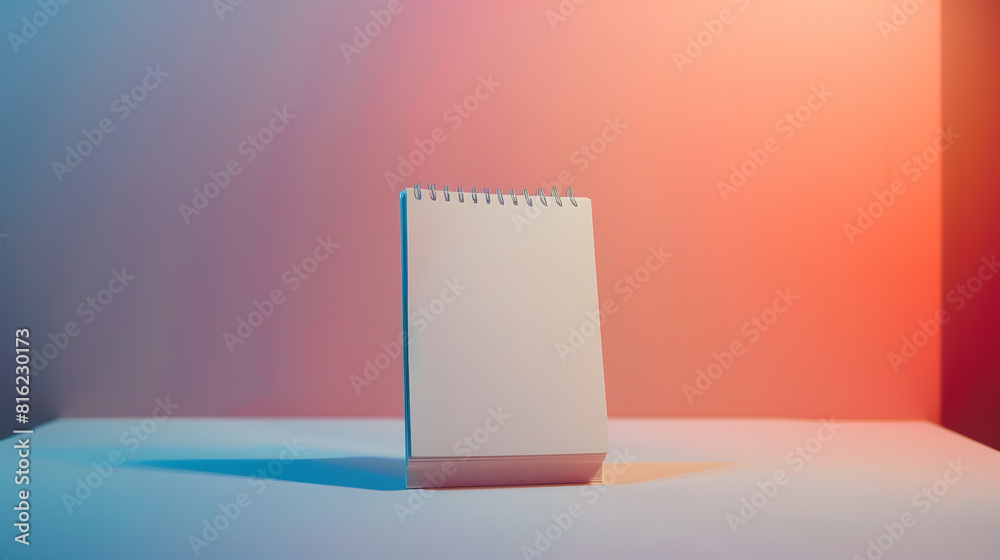 Aufkleber selective focus white blank Notepad under copyspace on colored background : Generative AI