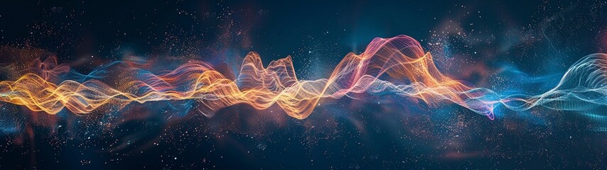 Beautiful 3d background with colorful waves and particles