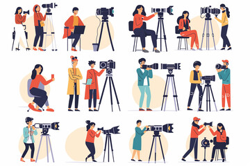 Group of People With Cameras and Tripods