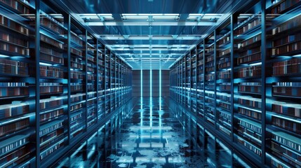 Room filled with virtual database elements.