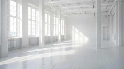 Empty bright white room in old building in berlin : Generative AI