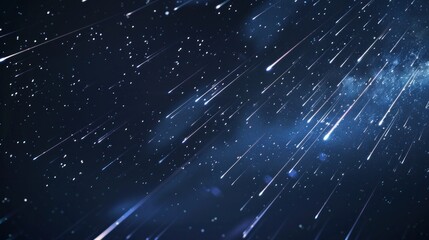 Streaks of meteors in a dark sky.