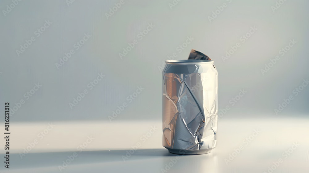 Poster object on white crumpled beverage can : generative ai