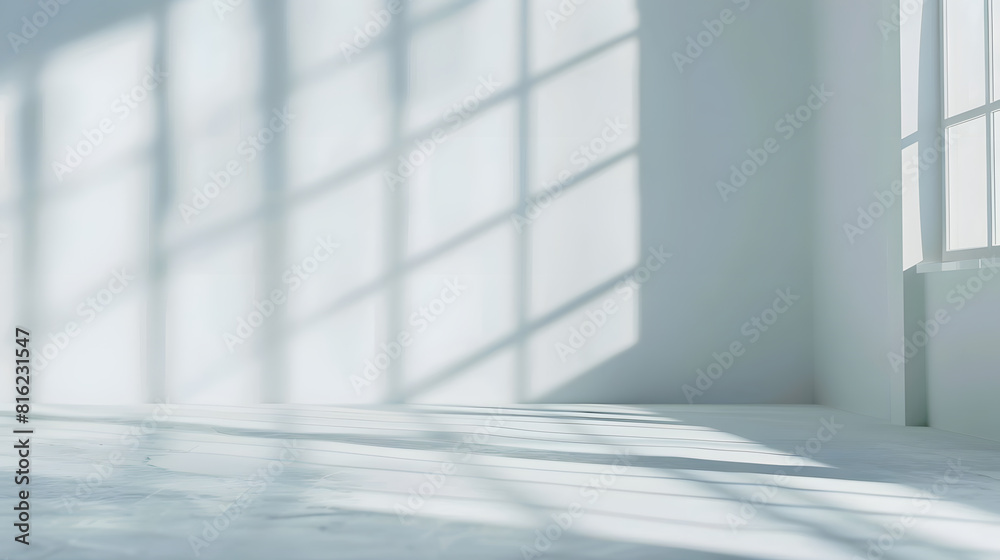 Leinwandbilder Abstract white studio background for product presentation Empty room with shadows of window Display product with blurred backdrop : Generative AI