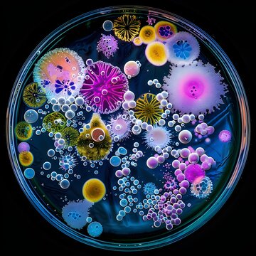 cultivating colonies of microorganisms in petri dish microbiology, laboratory, research, test tubes, scientist