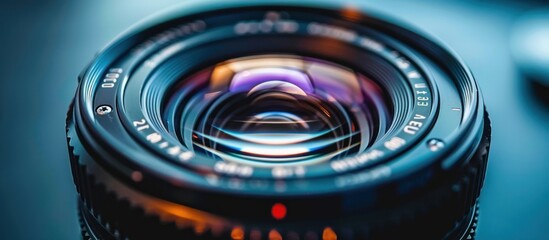 Detailed close up of camera lens